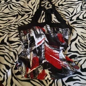 red and black halter top